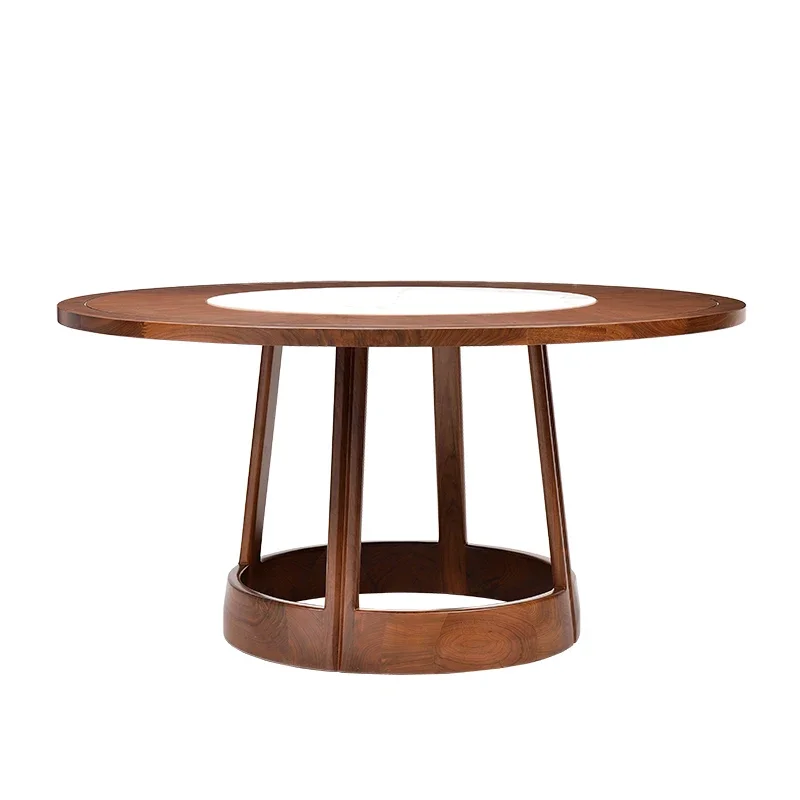 

Solid wood dining table and chair combination North American black walnut round dining table dining table restaurant