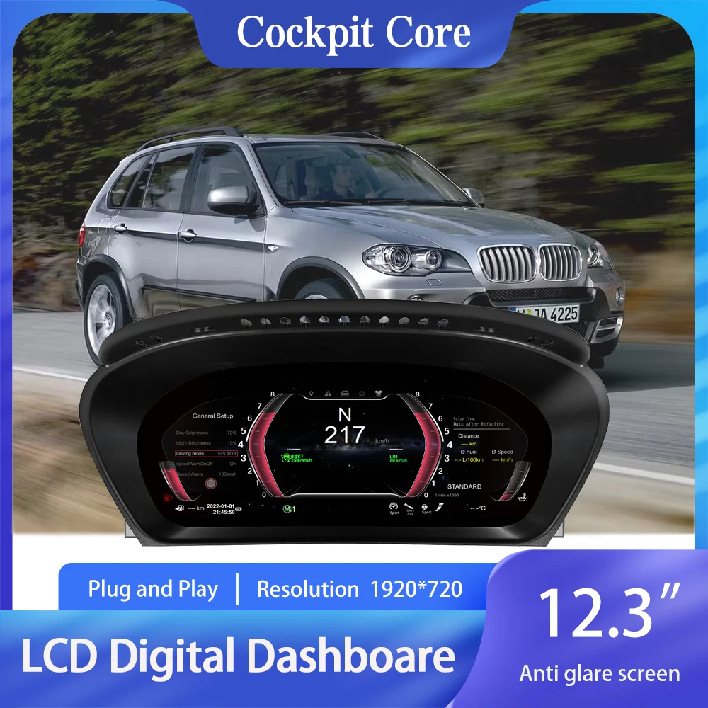 

For BMW X5 E70 X6 E71 2006-2013 12.3"Cluster Digital Dashboard Odometer, Speedometer, Dashboard Plug-and-Play