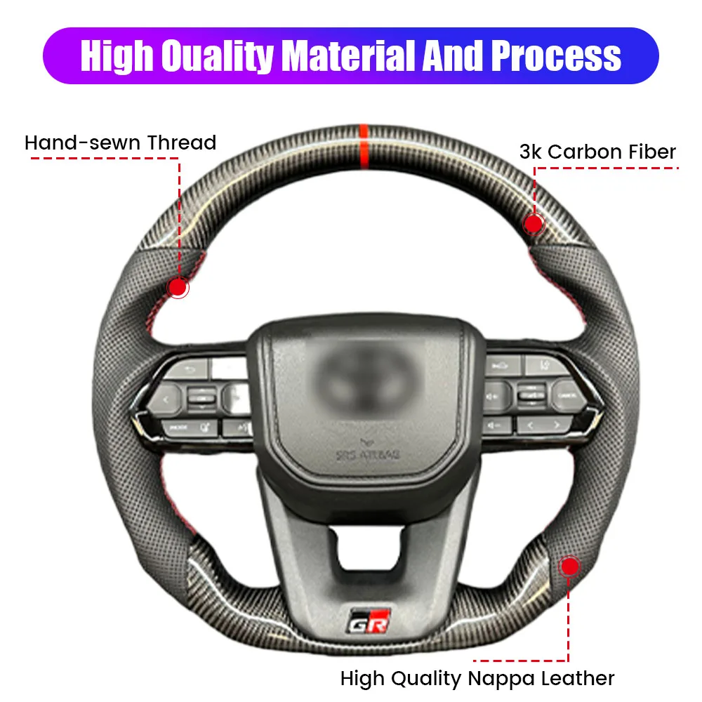 عجلة قيادة من ألياف الكربون لسيارة Toyota GT 86 FORTUNER FJ Cruiser HIACE LC70/76/79 Land Cruiser CROWN ALPHARD VELLFIRE HILUX
