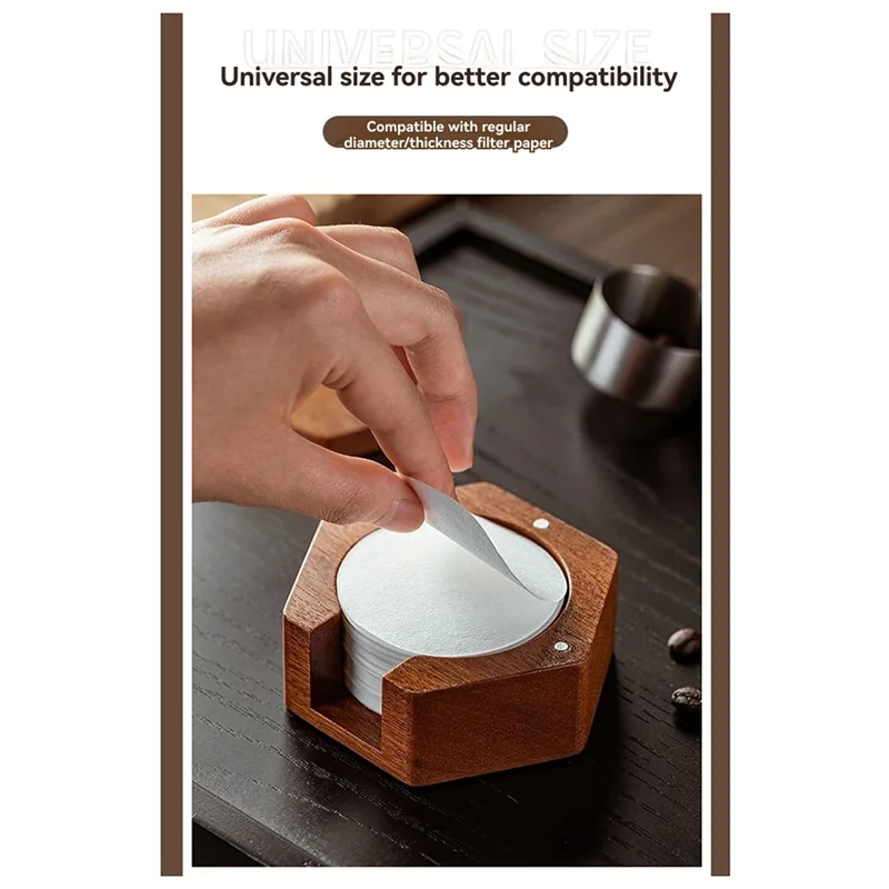 

【New User-Coupon!】Round Espresso Sapele Wood Storage Solid Wood Filter Paper Storage Base 58/53/51Mm Universal