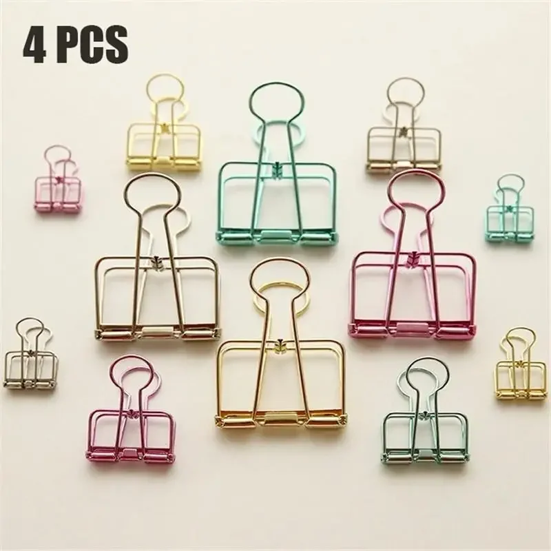 4Pcs Student Fashion Book Containing Color Tail Clip Bill  Retro  Fold