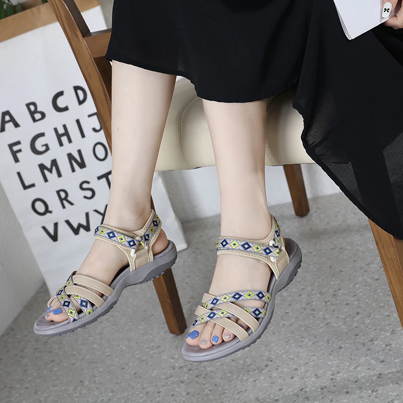 

Женские сандалии в стиле ретро, тонкие, с мягкой подошвой, нескользящие, универсальные, удобные, повседневные, для отдыха, на толстой подошве.