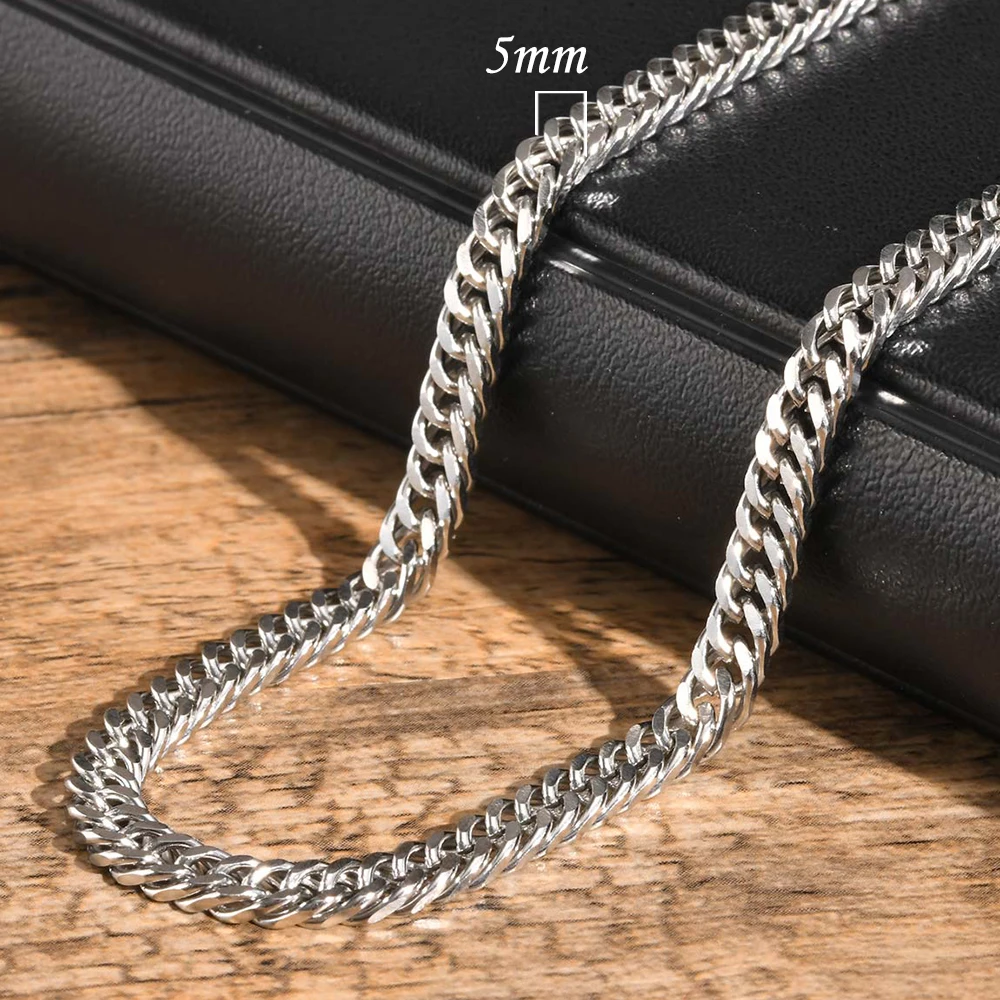 Vnox 3/5/7/9 mm dicke kubanische Kettenhalsketten für Männer und Frauen, einfacher Miami-Bordsteinglieder-Kragen, wasserdichte Unisex-Kette aus Edelstahl