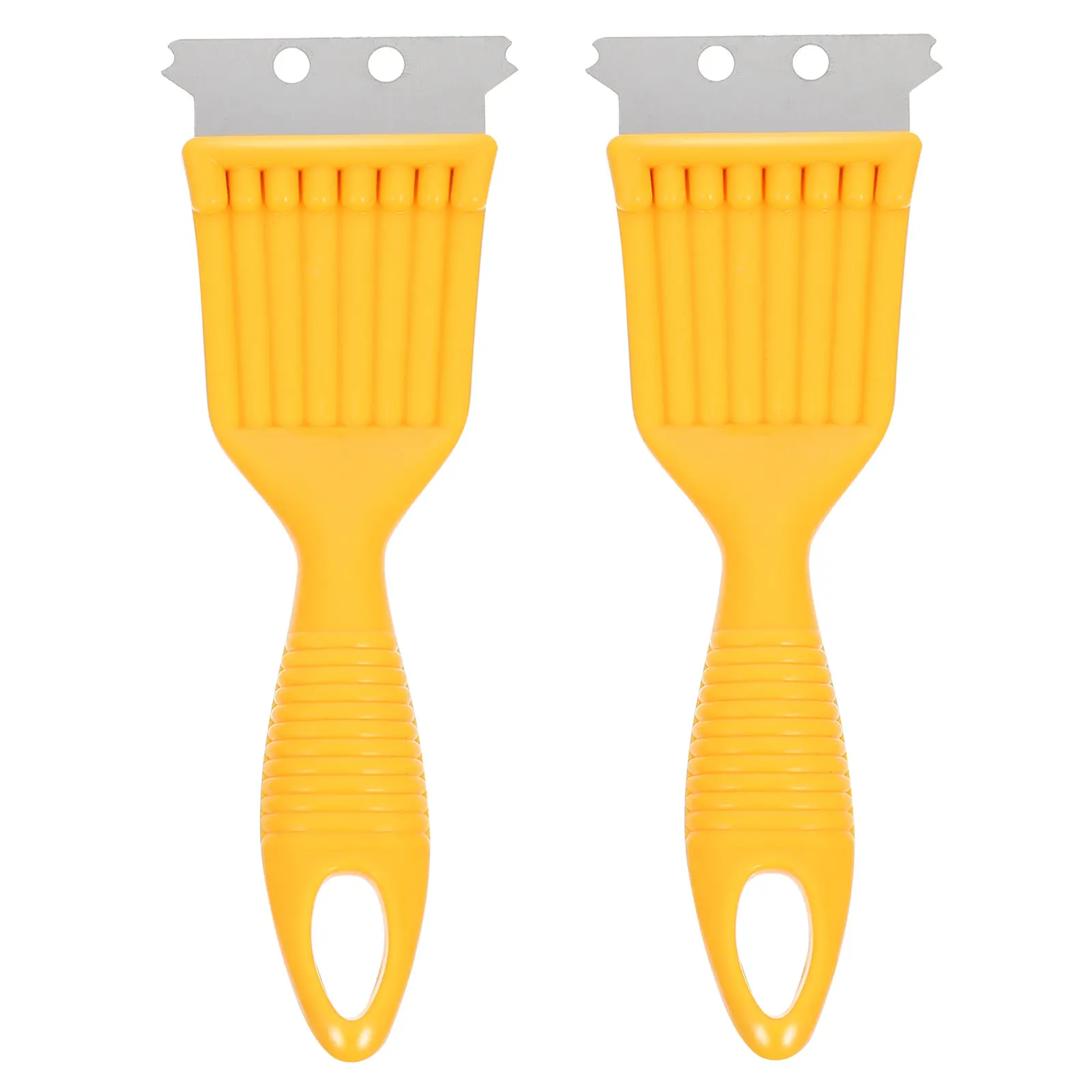 

2 Pcs BBQ Grill Cleaning Brush Yellow Copper Wire Durable Lightweight for Outdoor Kitchen Use BBQ Brushes Oven Cleaning