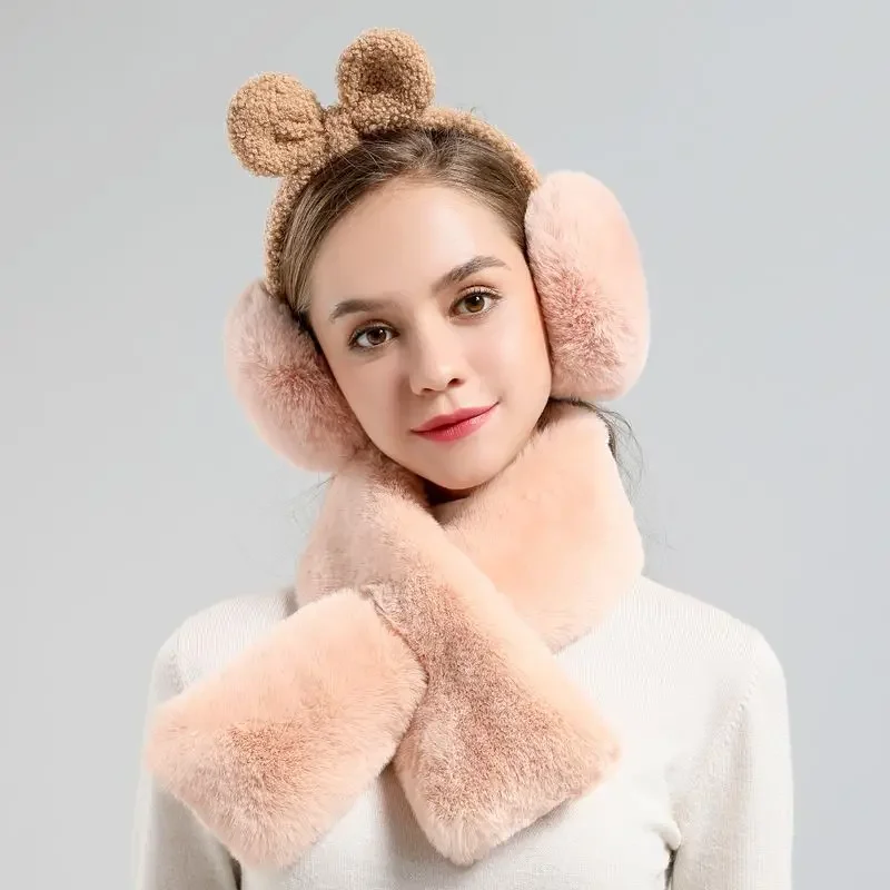 Cute Faux Rabbit Fur Bowknot Warm Plush Earmuff Baby Child Ear Muffs Earmuffs For Girls Warmers Winter