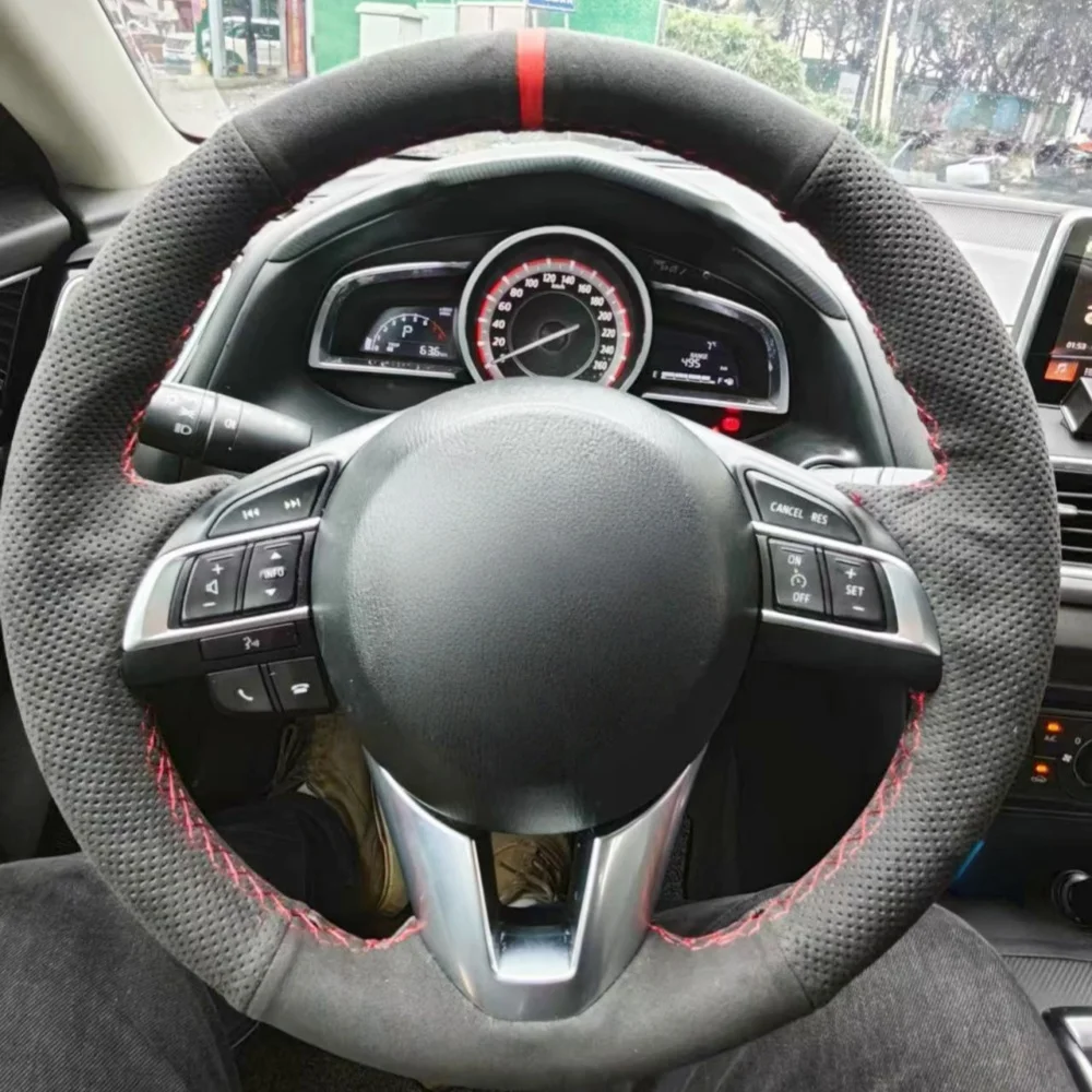 

Car Steering Wheel Cover Non-Slip Suede Leather For Mazda 3 Axela 2013-2016 Mazda 6 Atenza 2014-2017 Steering-Wheel Cover Wrap