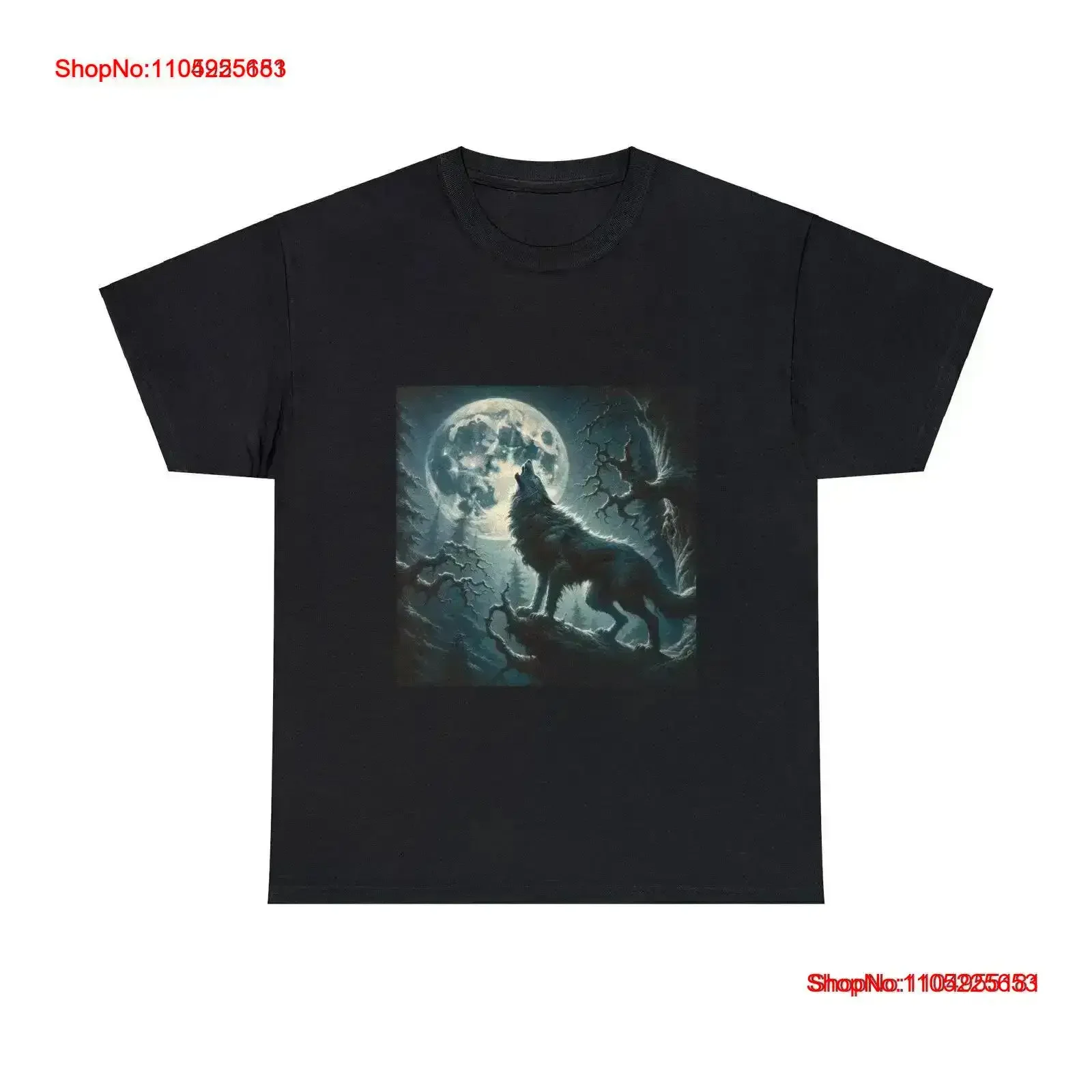 عواء في القمر القطن تي شيرت لون وولف عواء القمر الوحيد البرية البدائية صرخة الحرية البرية نبل الرسم #1