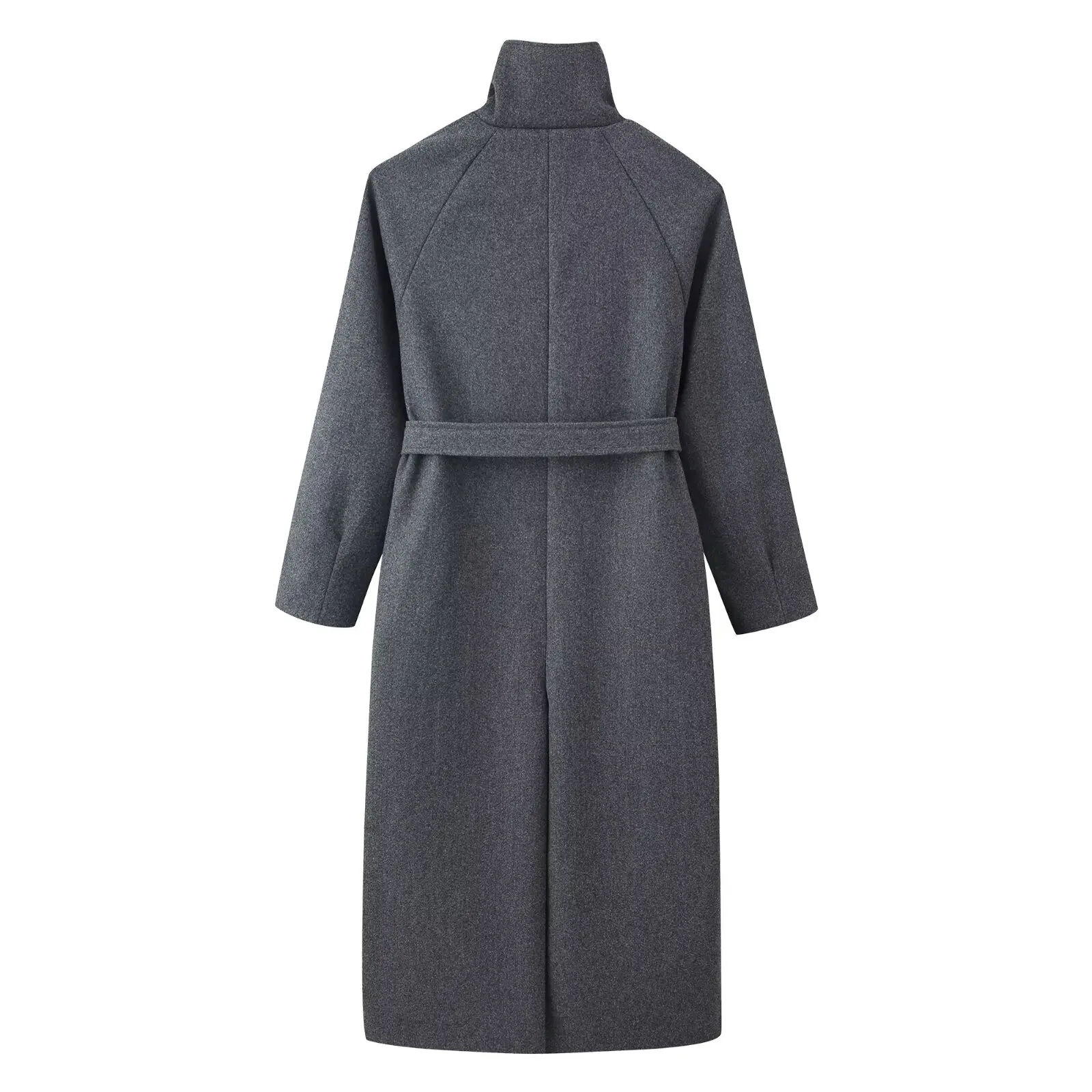 SuperAen جديد 2026 الخريف والشتاء النمط الأوروبي والأمريكي المرأة الوقوف طوق حزام معاطف صوفية طويلة #3