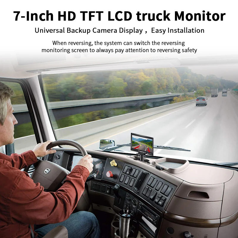 Universal Backup Camera Rear View Cam BSD 7 Inch Monitor AHD/HD Night Vision for Truck Bus RV Camper Trailer Excavator Pickup