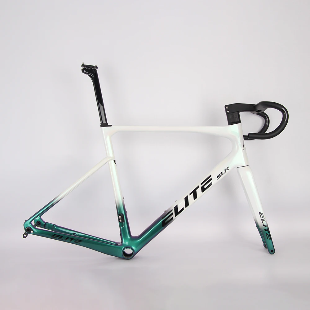 

ELITE Ultralight Carbon Road Bike Frame T1000 T47 Disc Brake Bicycle Frameset Internal Wiring With Handlebar 380/400/420/440mm