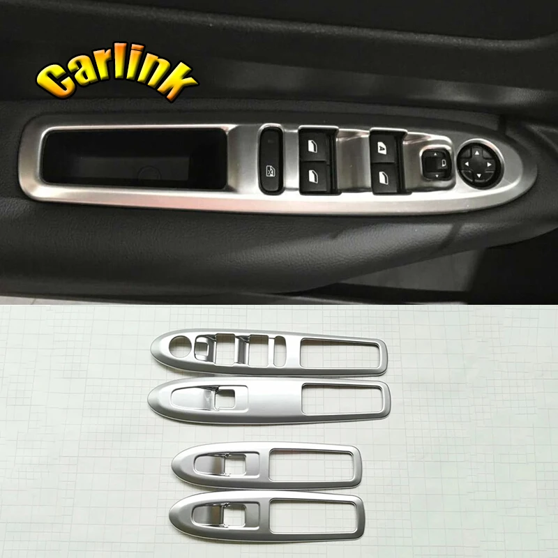 For Citroen C4 Interior Accessories 2016 ABS Matte  FIT LHD Electric Power Window Lifter Glass Switch Decoration Cover Trim 4pcs