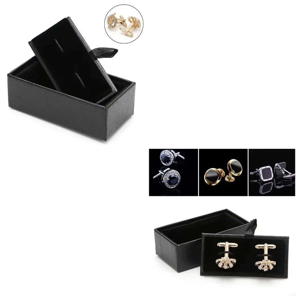 

Коробка для запонок для футляра Ювелирные изделия для футляра-органайзера Подарочная коробка Коробка для сережек Искусственная