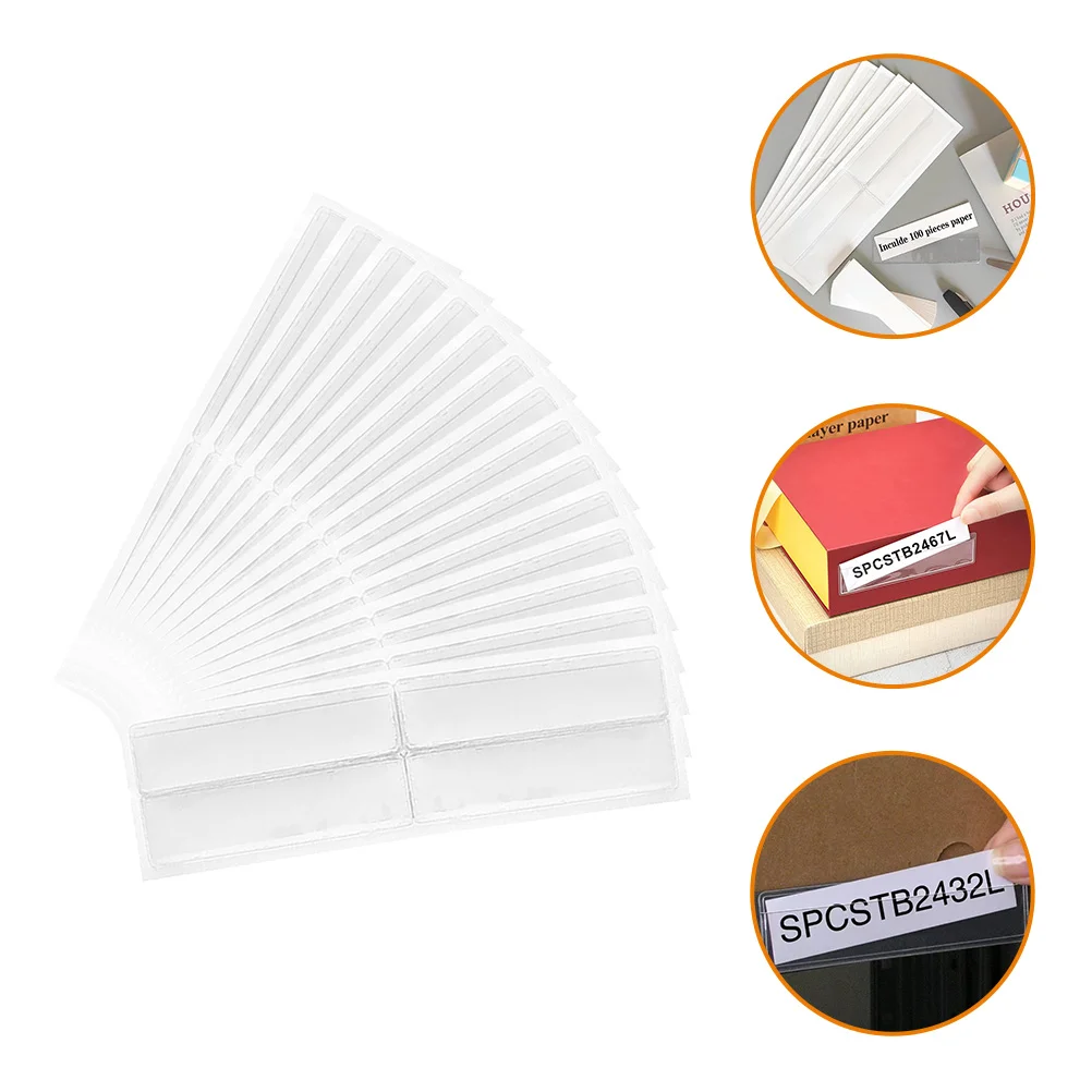 

Adhesive Label Clear Pockets Waterproof Self-adhesive Transparent Shelf Storage Classification Pvc Sticker Shelves Card