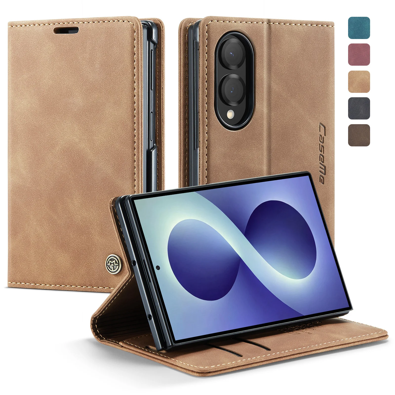 CaseMe for Samsung Galaxy Z Fold8 Wide / Z Fold8 Ultra Case , Flip Premium PU Leather Wallet Card Holder Phone Cover Protector