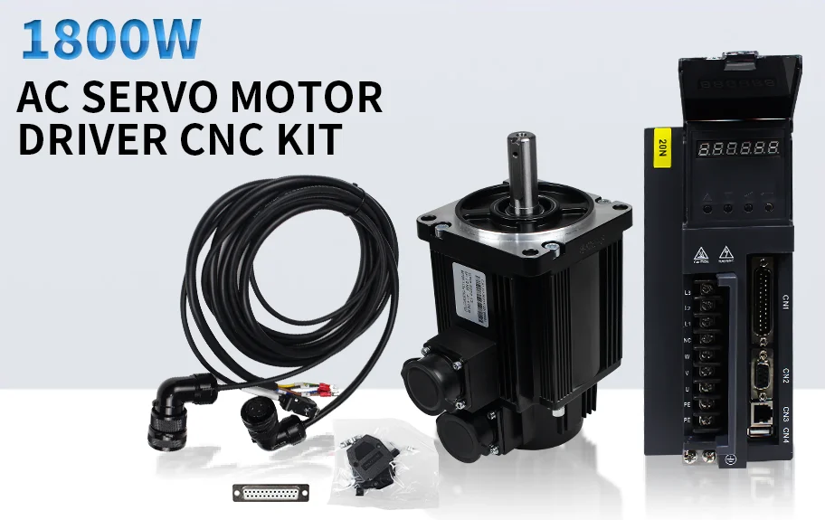 【 EU 】1800W 1.8KW AC Servo Motor Kit 220V Magnetic Encoder 5.73Nm 4000RPM No Brake CNC Controller Kit
