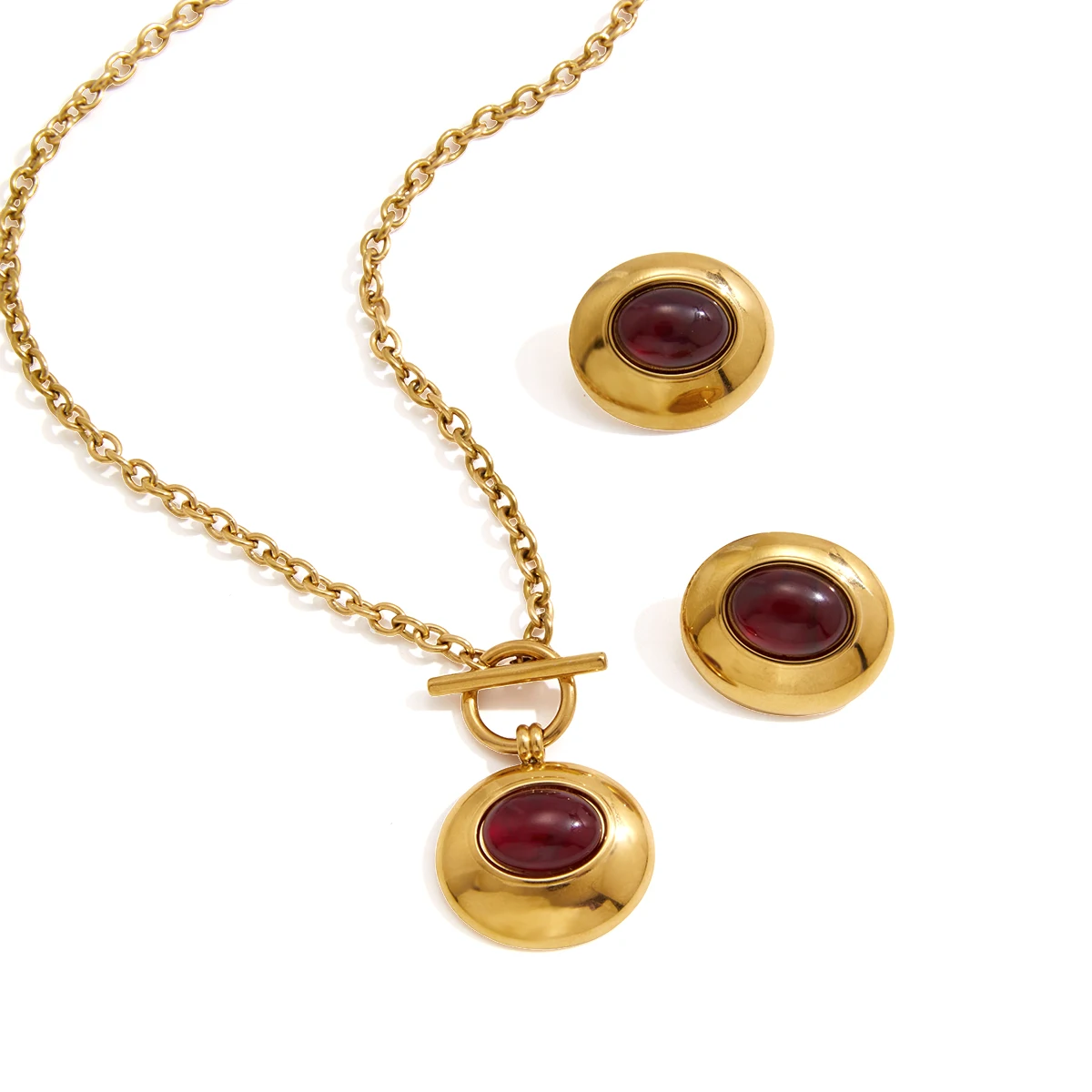Yori Stainless Steel Red Resin Pendant Necklace For Women Delicate Chic Collar Jewelry Accessories Bijoux Gift