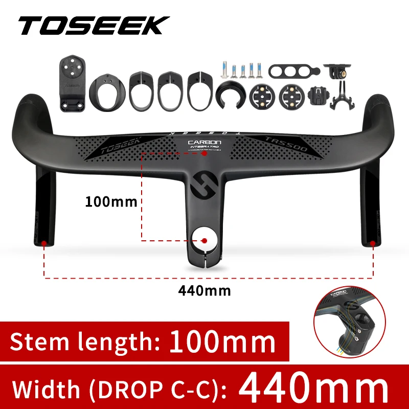 TOSEEK Carbon stuur Road Carbon stuur Drop bar T800 Carbon geïntegreerd stuur Di2 Fietsaccessoires Carbon Drop bar - afbeelding 1
