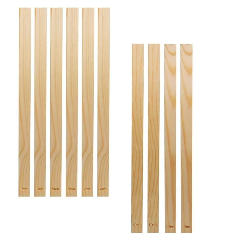 A36T-Wooden Pottery Clay Thickness Tool 5-Sizes-For-For Precise-Measurement Teaching Rolling Mud Stick Guide Set(10Pcs)