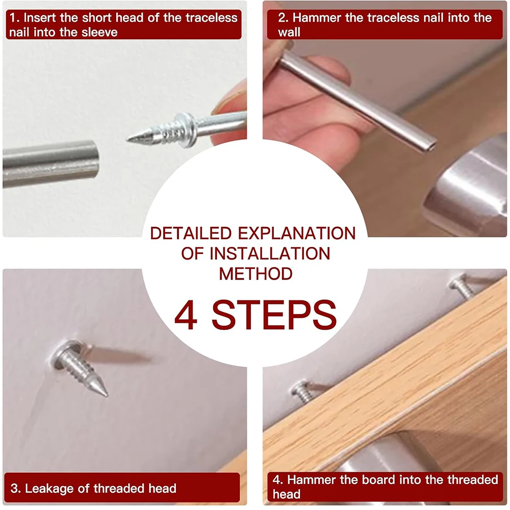 50 Uds. Clavos sin costuras para falda de doble cabeza, clavos sin marcar para línea de falda, tornillos de seguridad invisibles, con herramienta de enchufe especial