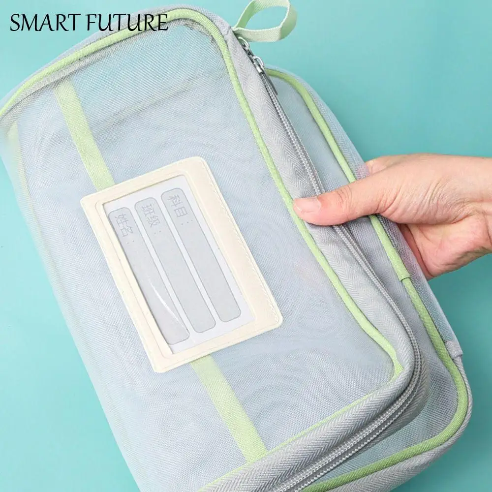 

Portable Study Bag Large Capacity Test Paper Storage Bag Zipper Mesh File Pocket Durable Transparent File Folder Bag Students