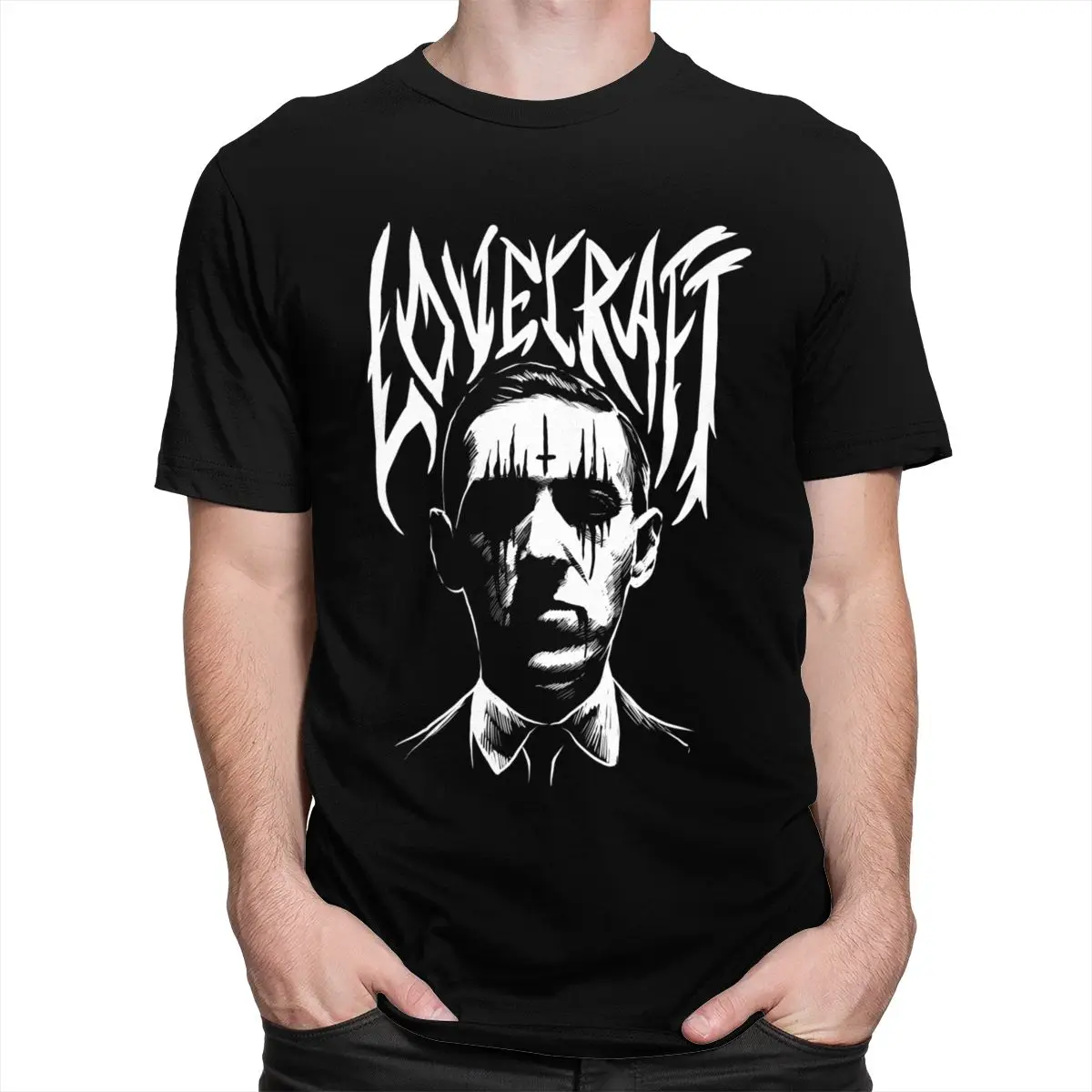 Creator Of Cthulhu T Shirt for Men Cotton Leisure T-shirt Short Sleeved Lovecraft Tee Tops Loose Fit Clothing