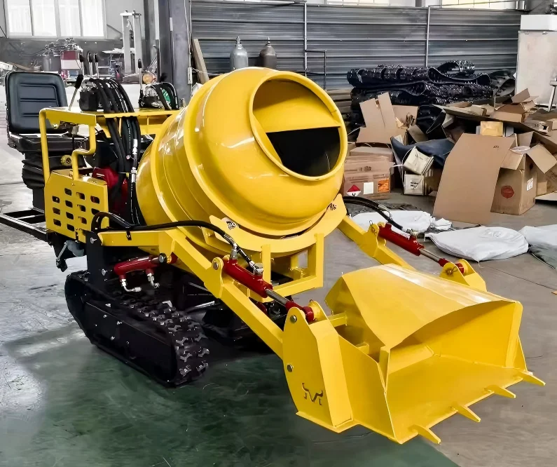 Mini Crawler Concrete Mixer Truck EU5 EPA4 1000L Diesel Engine Motor Gearbox High Efficiency Construction Equipment