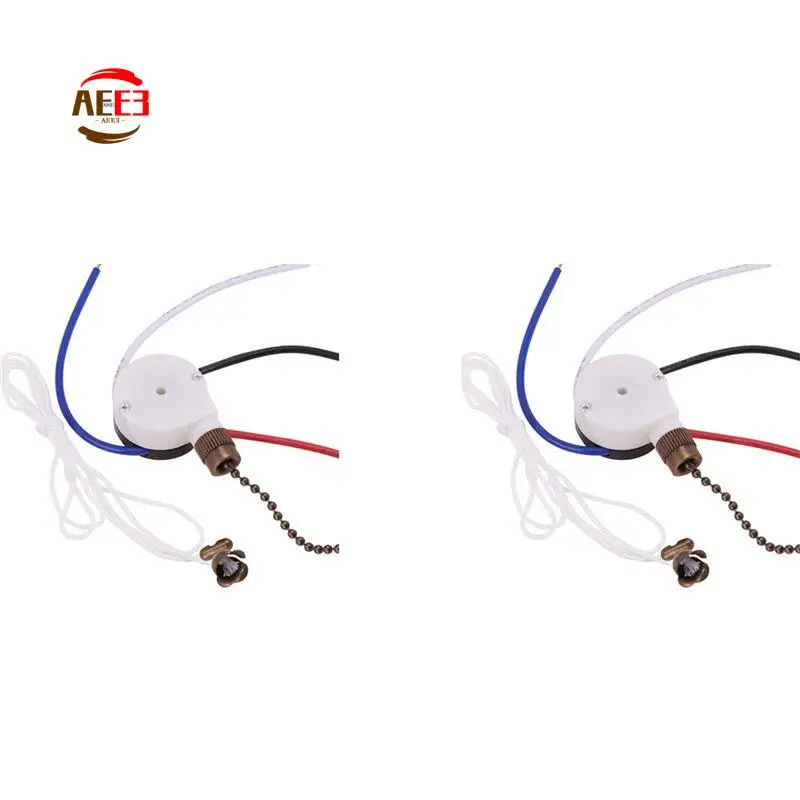 AEE3-2X Ceiling Fan Switch Kit 3 Speed 4 Wire, Fan Switch Speed Control Switch, ZE-208S Pull Wire Switch With Rope Bronze
