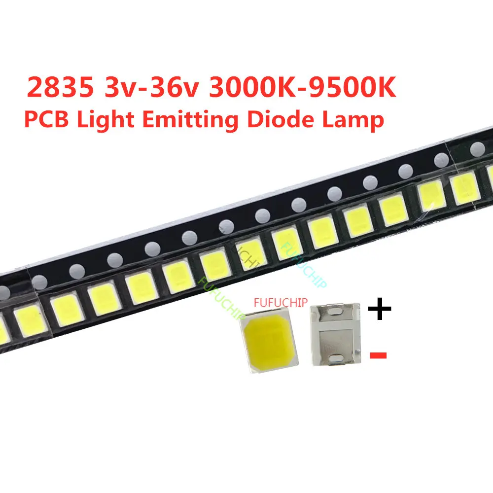 100Pcs 2835ชิป1W 3V 6V 9V 18V 36V 30MA ลูกปัด Warm เย็นสีขาวความสว่างสูง LED แบบ SMD ไดโอดหลอดไฟสำหรับไฟ LED