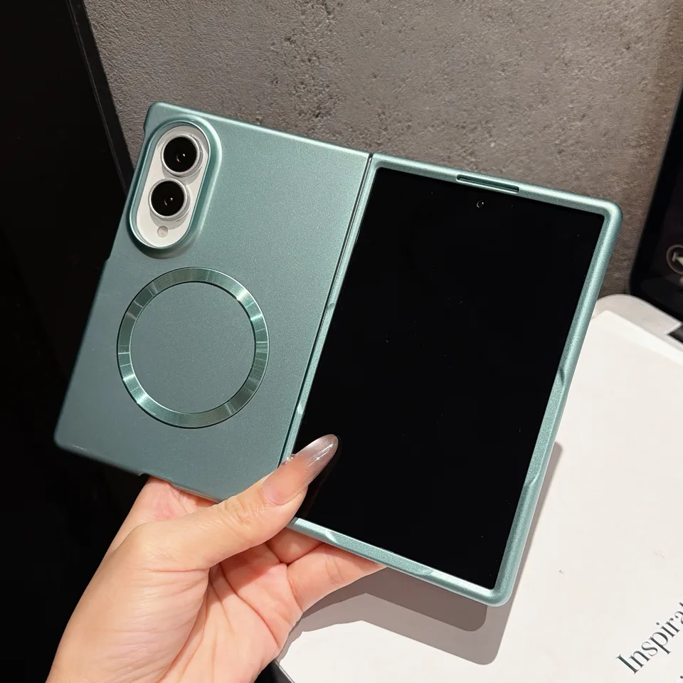 Funda nueva esmerilada mate con sensación de piel para Magsafe para Samsung Galaxy Z Fold 8 Ultra 7 6 5 4 3 Fold8, cubierta con pintura metálica y carga inalámbrica 2