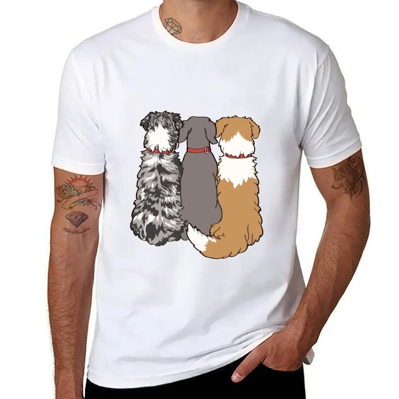 Copia de Perros esperando sus humanos a venir a casa - Weimaraner, Red merle, Aussie Red Bicolor Pastor Australiano Camiseta