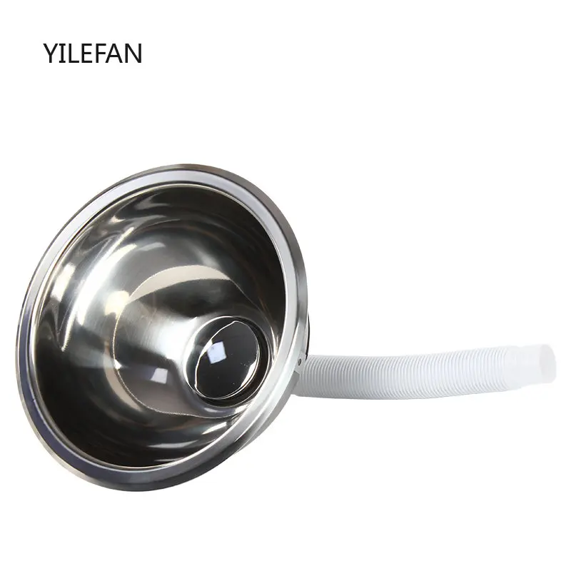 RV Kitchen Sink, for Boat 304 Stainless Steel Round Wiredrawing Smoothing Space Saving Round RV Sink