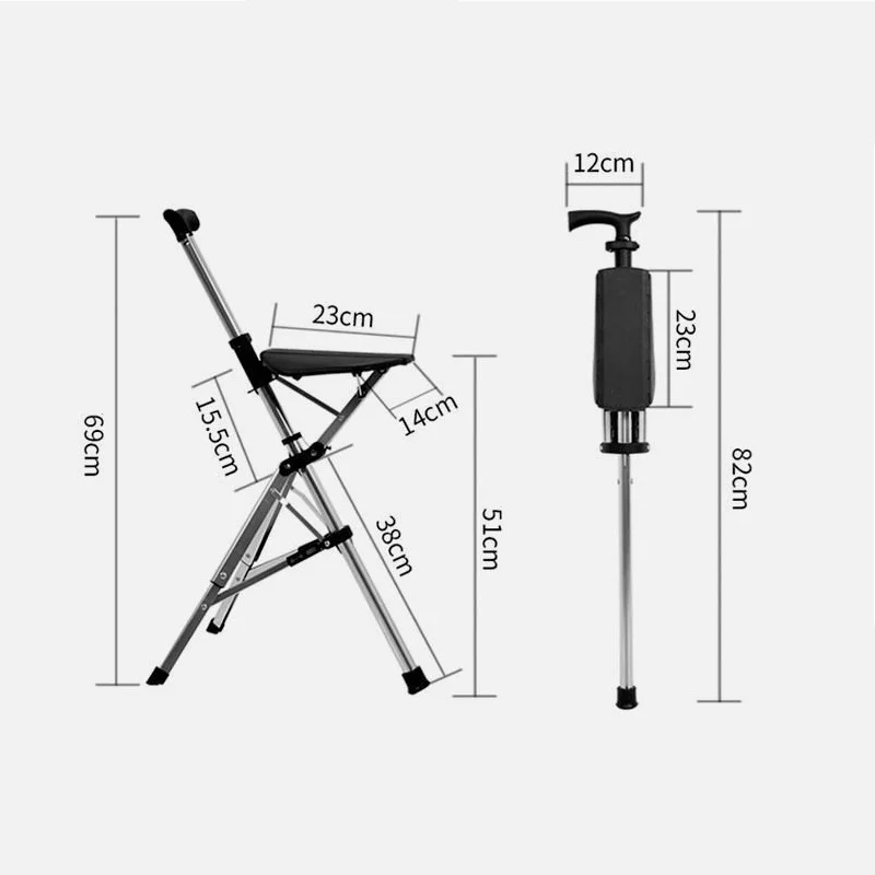 Multifunctional Climbing Stick for the Elderly, Foldable, Ultra-light, Stainless Steel, Travel Crutch, Outdoor Trekking Supplies