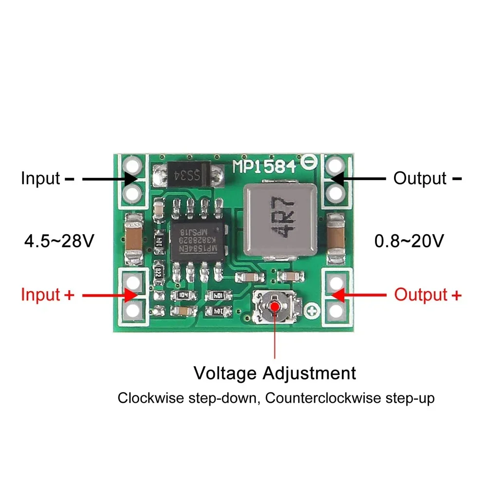 6pcs/lot Mini MP1584EN DC-DC Buck Converter Adjustable Power Module 24V to 12V 9V 5V 3V 3A Step-Down Power Module