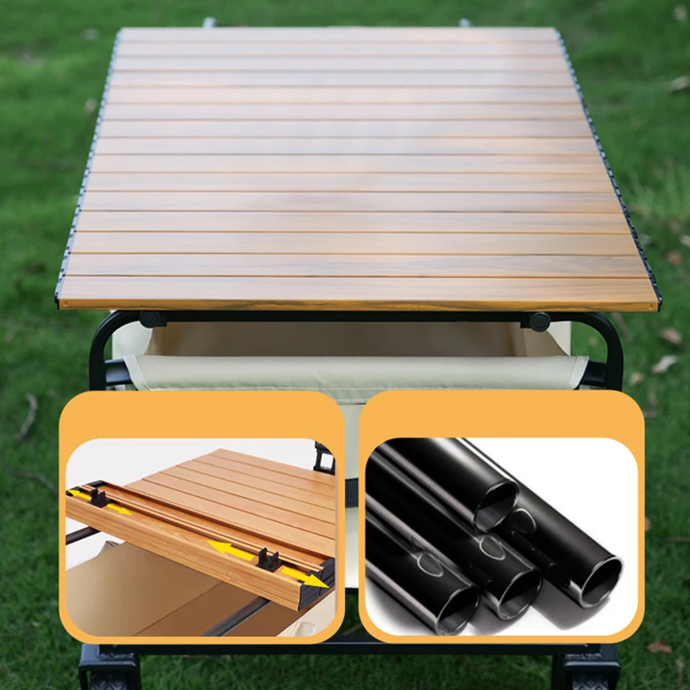 Aluminum Alloy Folding Table Board Camping Trolley Wagon Tabletop Board Desktop Small Trailer Rolls Table Board