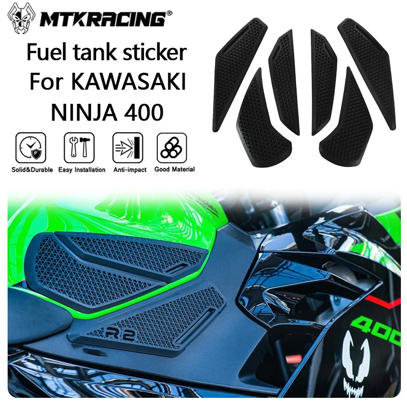 MTKRACING Anti slip sticker For KAWASAKI NINJA 400 2018-2024 Motorcycle Sticker Oil Tank Anti-skid Sticker Side Fuel Tank Gasket