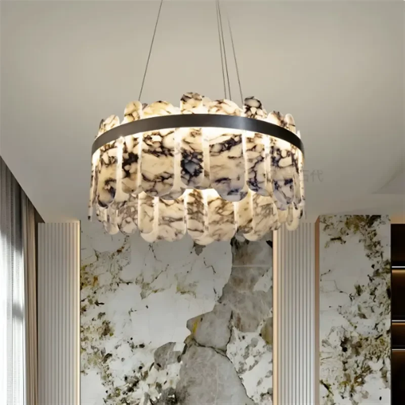 Italian Minimalist Round Marble Pendant Light, Light Designer Lamp for Living Room Dining Bedroom Hotel Room