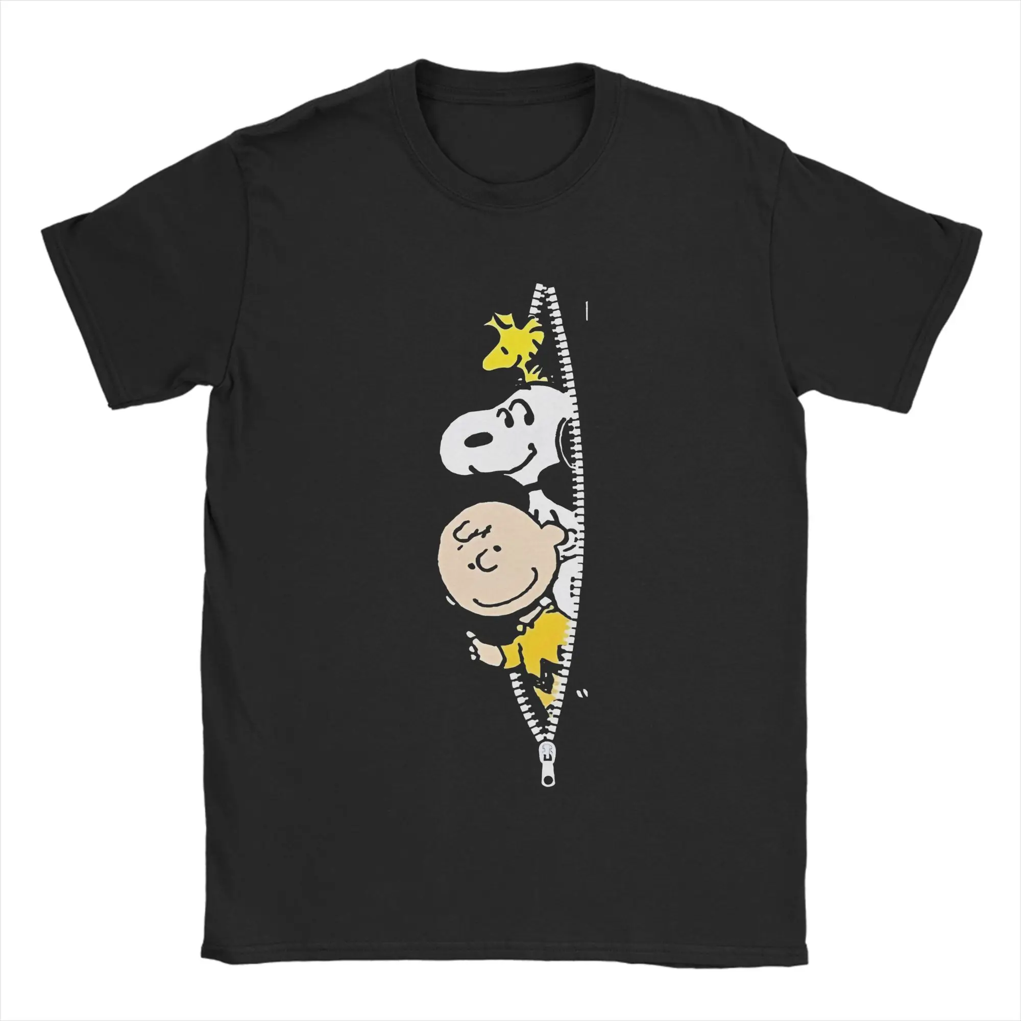 Snoopy  Zipper T Shirt for Men Women Cotton Vintage T-Shirt Round Collar  Tee Shirt Short Sleeve Clothes Birthday Gift