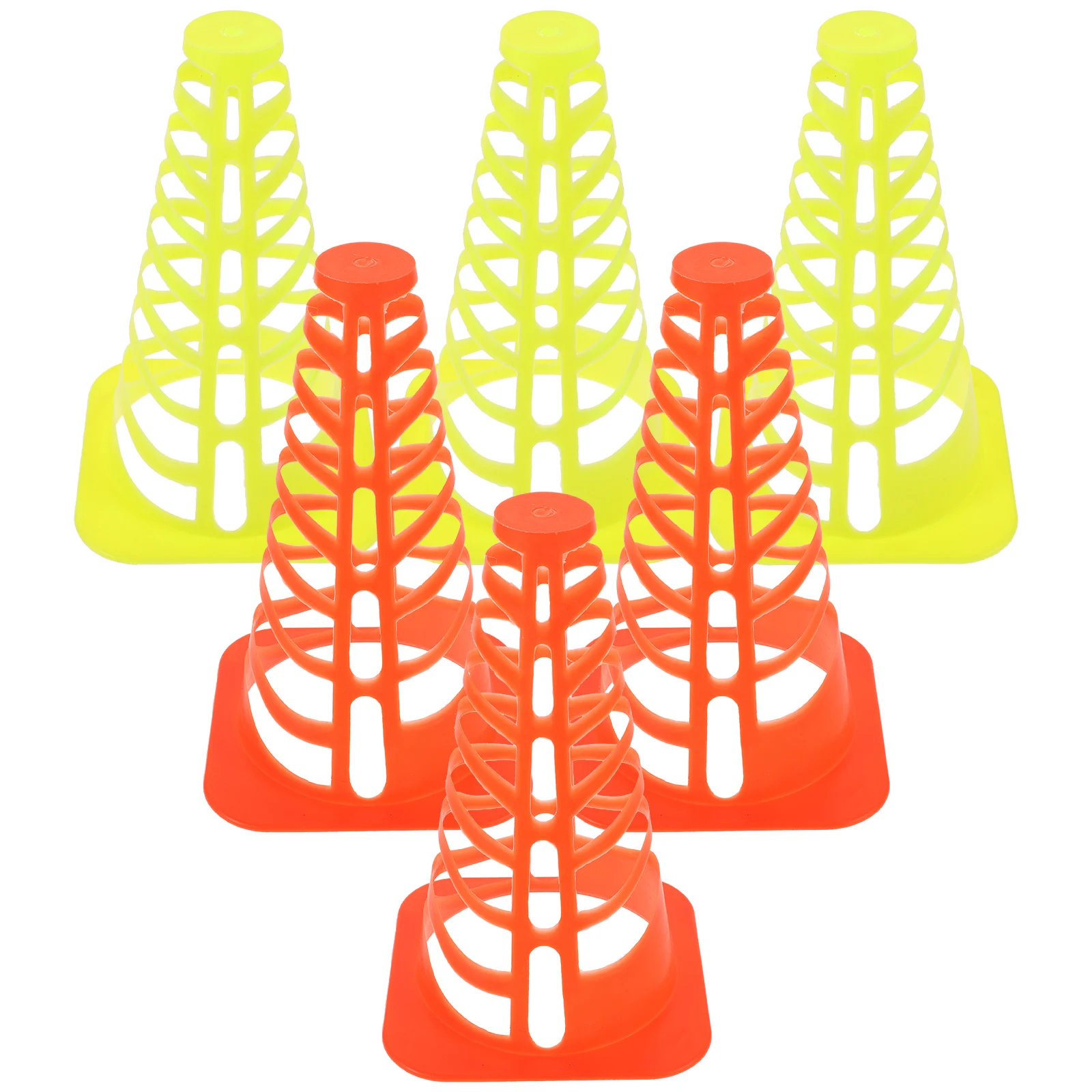 

6pcs Training Cones Windproof Soccer Markers Durable Plastic Agility Traffic Fluorescent Green Practice Equipment