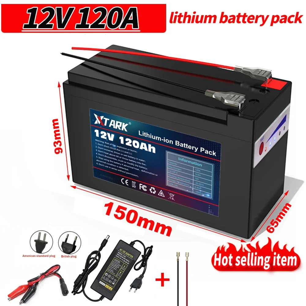 

2024 Upgraded backup power supplies Battery 12V 120Ah Portable Rechargeable Battery Built-in Power display Port Charging