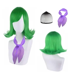 Movie Inside Out Disgust Cosplay Wigs Green Short Curly Heat Resistant Synthetic Hair Wig