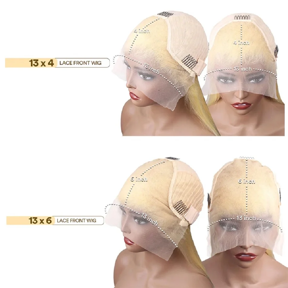 Peruca de renda frontal loira para mulheres, perucas de cabelo humano brasileiro, peruca frontal transparente HD, loira 613, 13x6 13x4, 30"