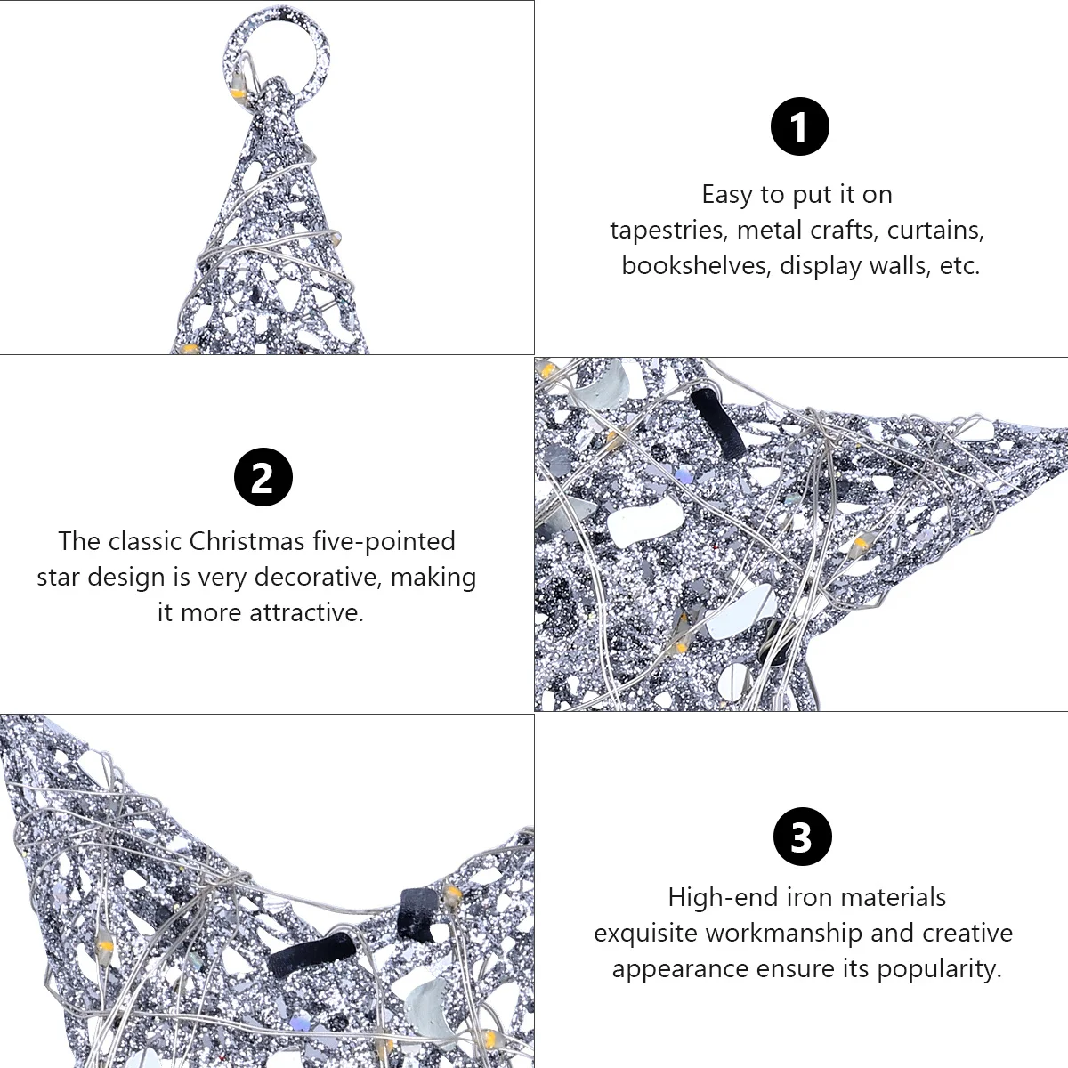 1 مجموعة 1 مجموعة نجمة خماسية الزخرفية ضوء سلسلة مادة الحديد عيد الميلاد مصباح للحزب حديقة جدار نافذة داخلي في الهواء الطلق #4