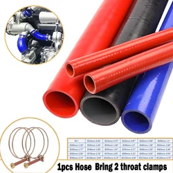 Reinforced High Temp Straight car silicone hose and 2 Clamps Intercooler Tube turbocharger connector tube air intake pipe 1meter