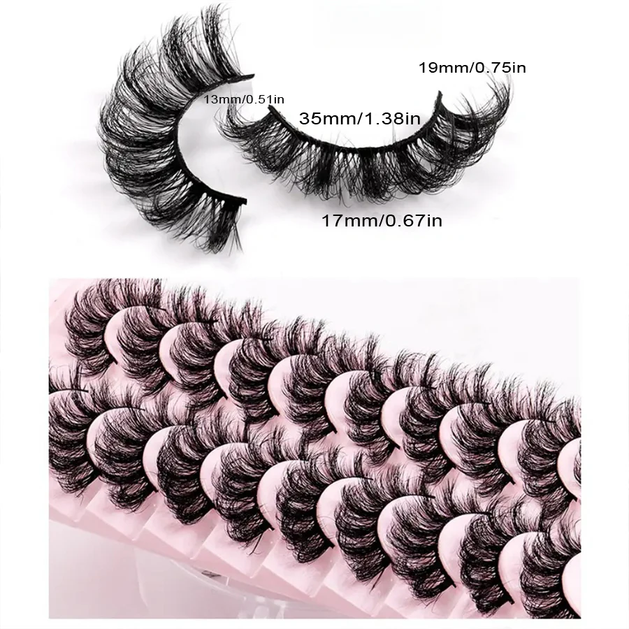 10 paia di ciglia finte soffici e spesse, super arricciate, adatte per feste sul palco e altre occasioni
