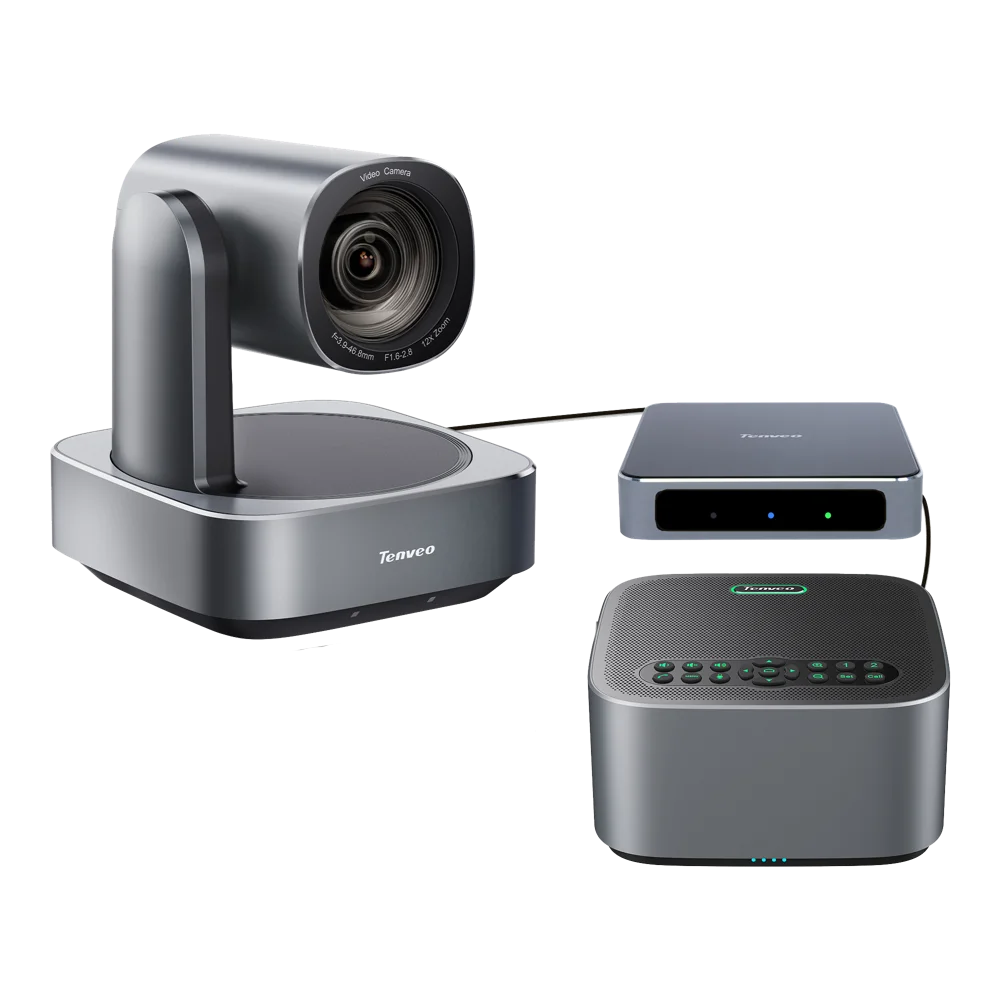 2025 Tenveo Hot Sale AI Auto Tracking 4k 12X Zoom PTZ Camera Conference Microphone System For Large Events Live Broadcast