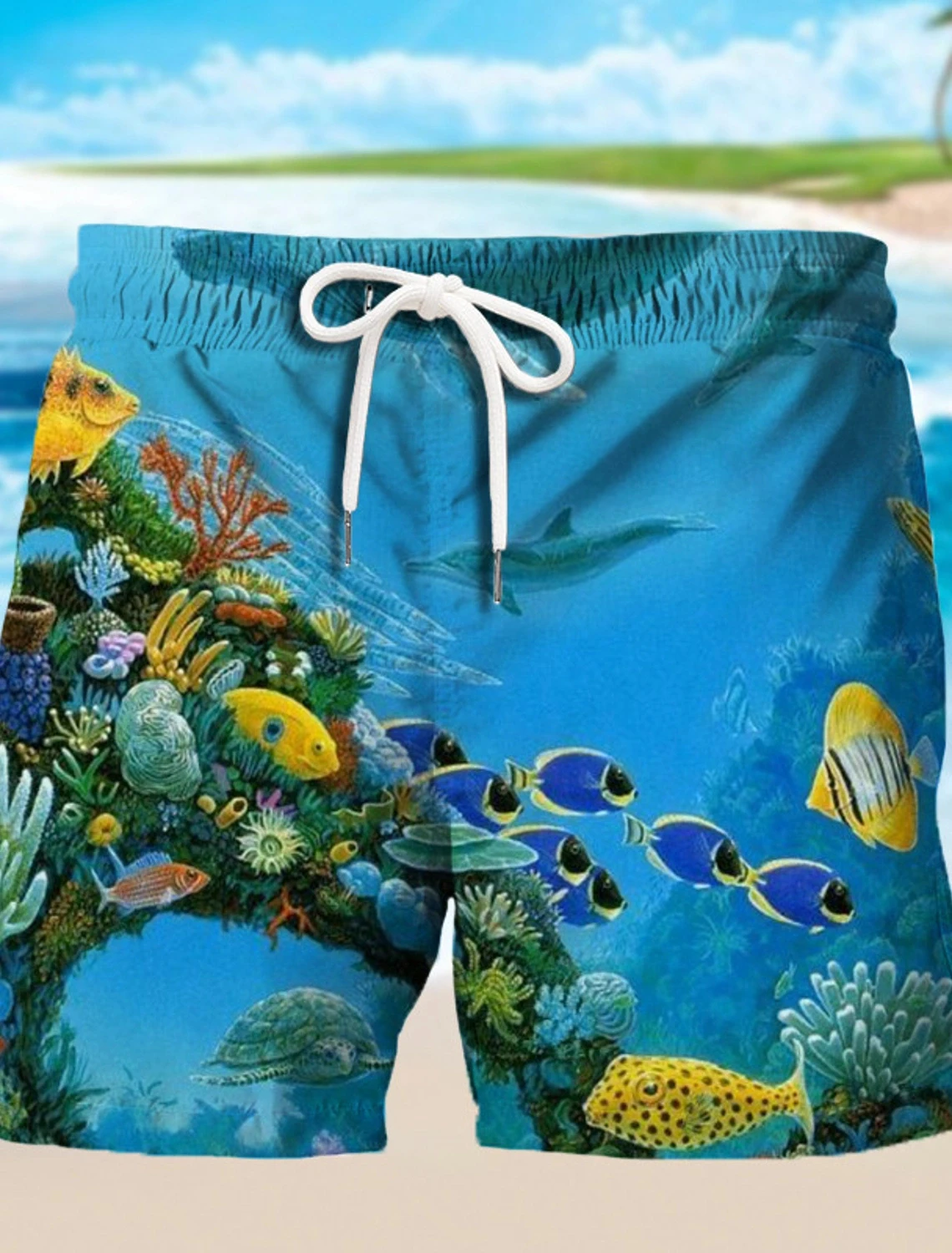 

Ocean Fish Graphic Men's Board Shorts Hawaiian Vocation Swimming Boho Holiday Beach Swim Shorts Breathable Casual Shorts for Man