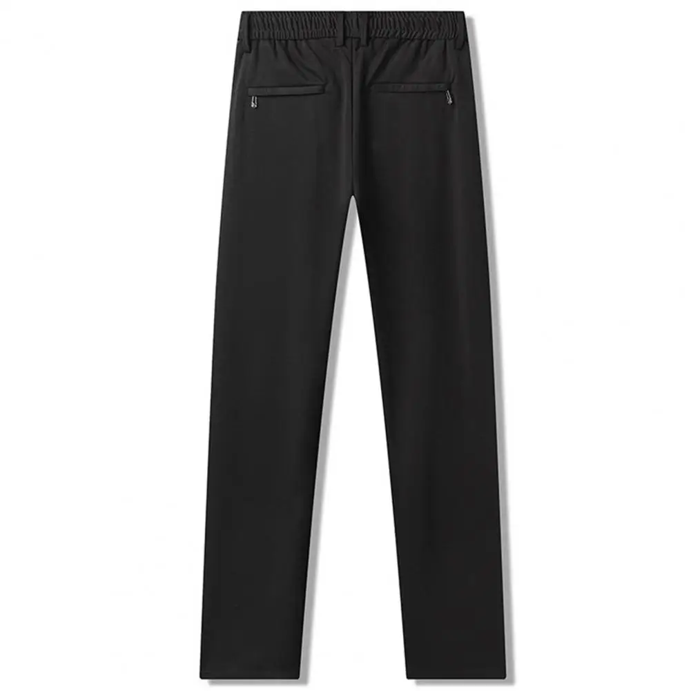 Pantalones de forro polar de poliéster para hombres de mediana edad, joggers acogedores para clima frío, pantalones de invierno, cintura elástica, Ajuste Recto, felpa para calidez