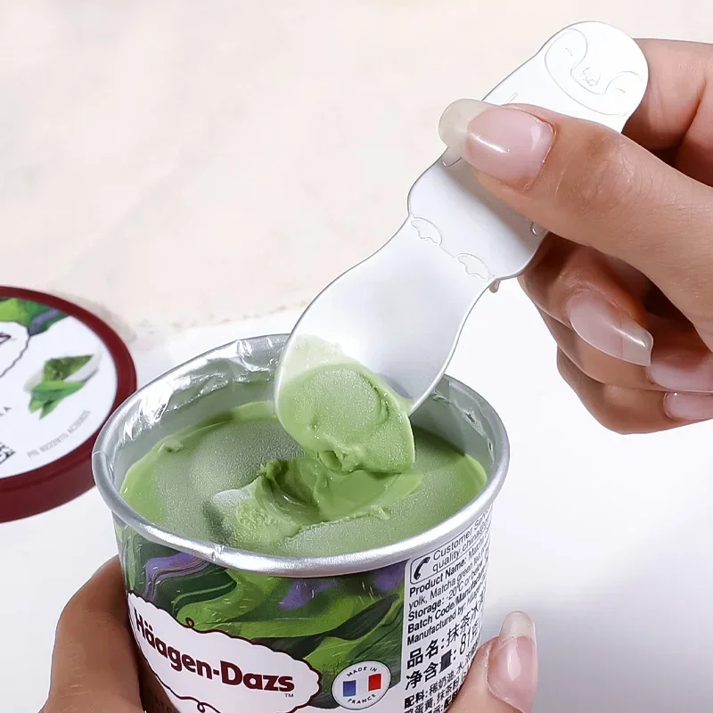 2025 caliente Japón tipo autofusión cuchara de helado de aluminio creativo lindo pequeño postre cuchara plata pudín pastel cucharas vajilla