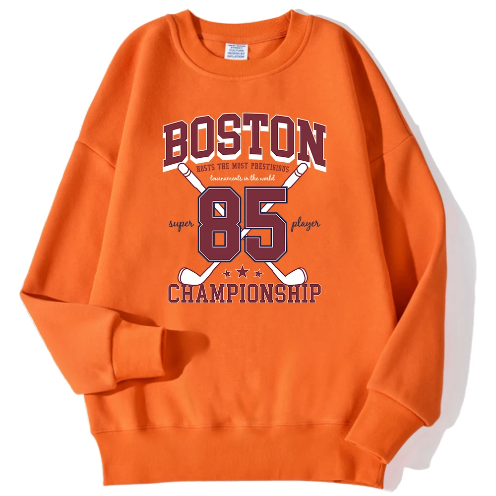 Boston 85 Players Championship Printing Men\'S Sweatshirts Autumn Casual Hoodies Loose Warm Pullover Street Trend Sportswears