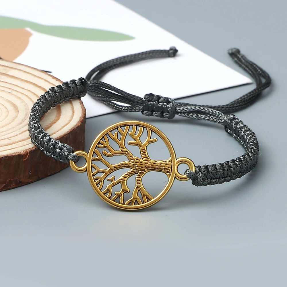 Lucky Life Tree Bracelet Fashion Charm Red Black Line Knotted Handmade Adjustable Bracelets&Bangles Men Women Yoga Jewelry Gifts